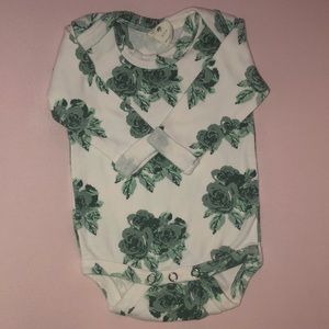 Kate Quinn Long Sleeve Onesie Bodysuit in Green Rose